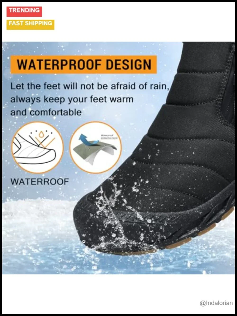 Waterproof Fur Lined Snow Boots with Zipper Closure